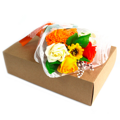 Bouquet de fleurs de savon en boîte – Orange