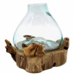 DeeWeeVerre Soufflé sur bois artisanal - aquarium en 3,7 litres (avec cavité lumineuse)