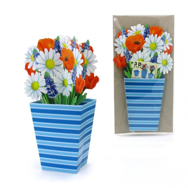 Carte de voeux 3D - bouquet de fleurs