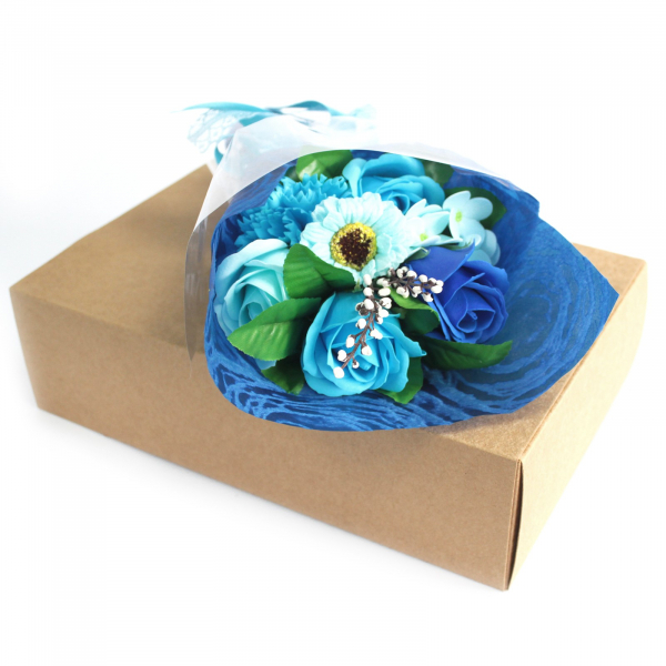 Bouquet de fleurs de savon en boîte – Bleue - Cadeau original