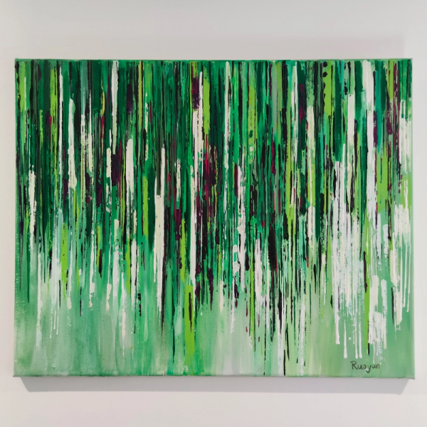 Tableau abstrait peinture moderne acrylique vert