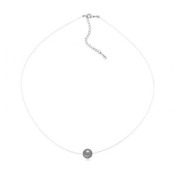 Collier Transparent Perle - Gris Anthracite