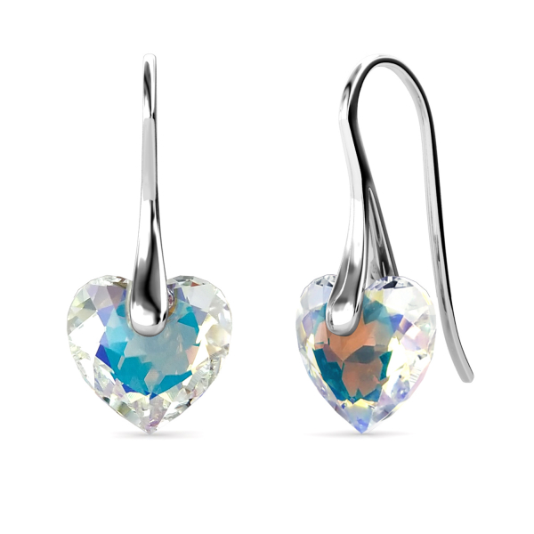 Boucles d'oreilles Crystaline Heart - Argenté et Blanc brillant